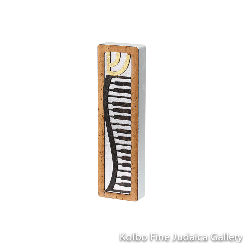 Mezuzah, Piano Design, Cut Wood with Aluminum Backing