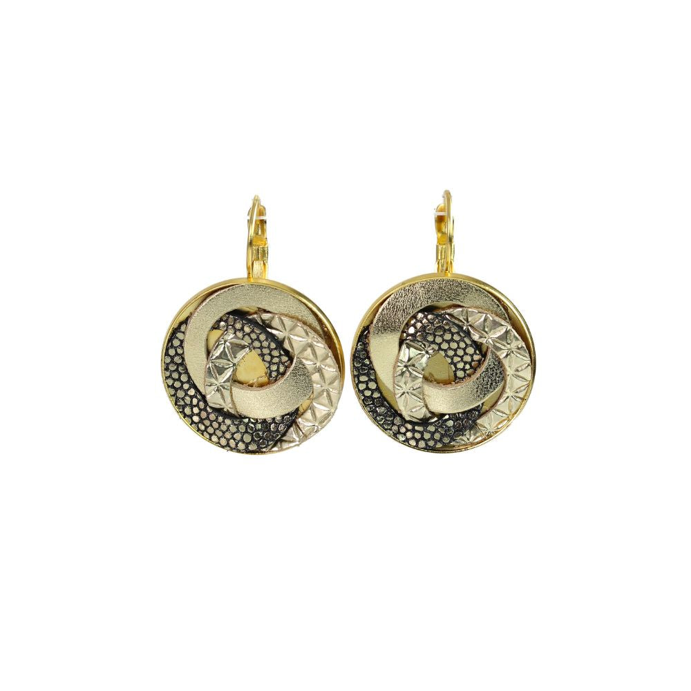 Earrings, Gold Leather-Wire