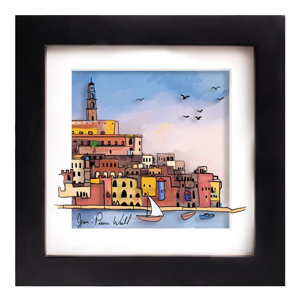 Jaffa, Mini Hand Painted Artwork on Glass, Framed