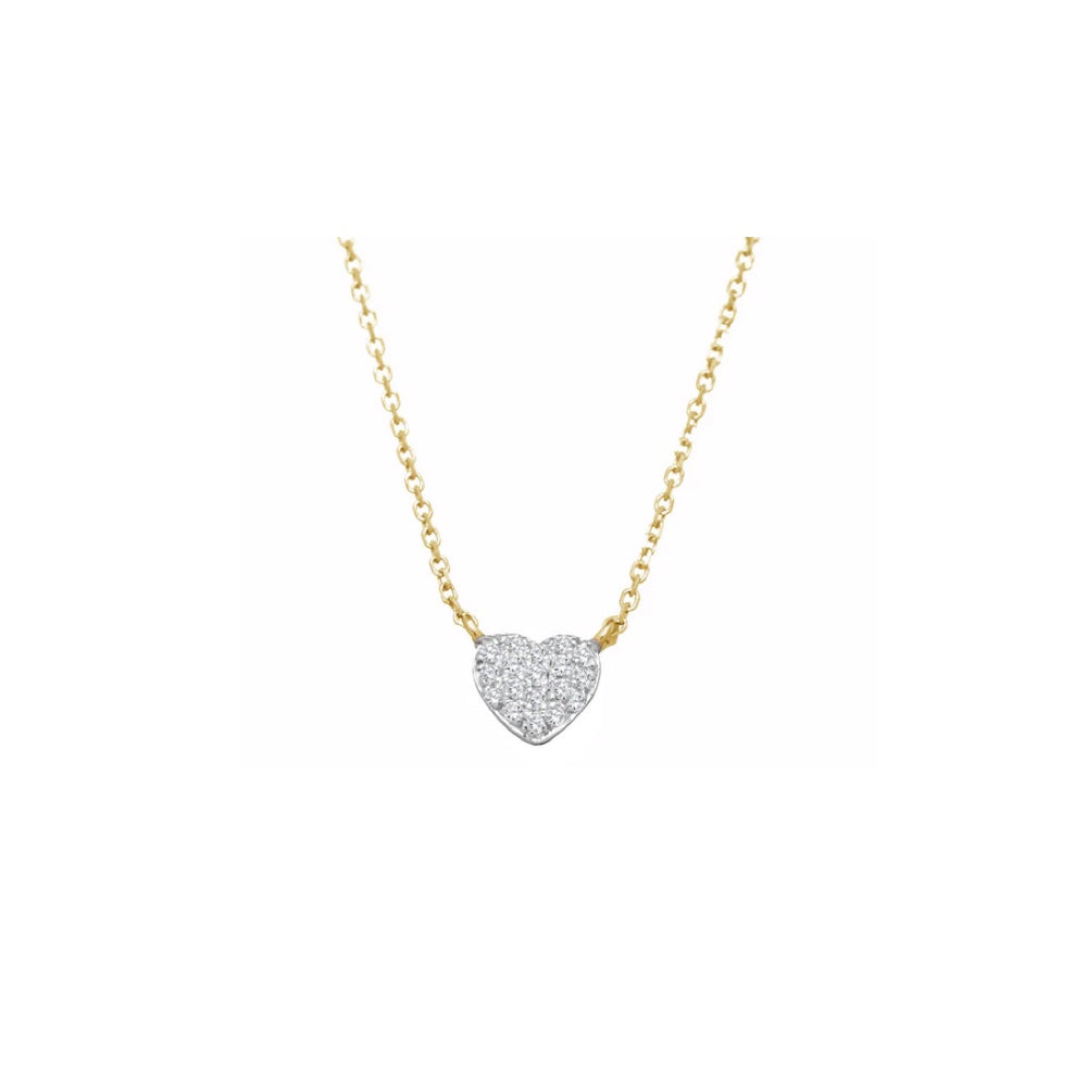 Necklace, Mini Diamond Filled Heart on 14K Yellow Gold Chain