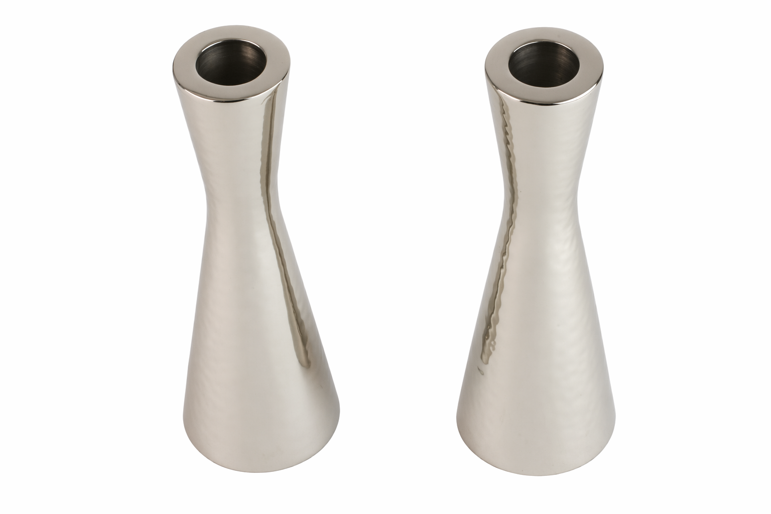 Candlesticks, Hammered Nickel Plate over Brass, 7"