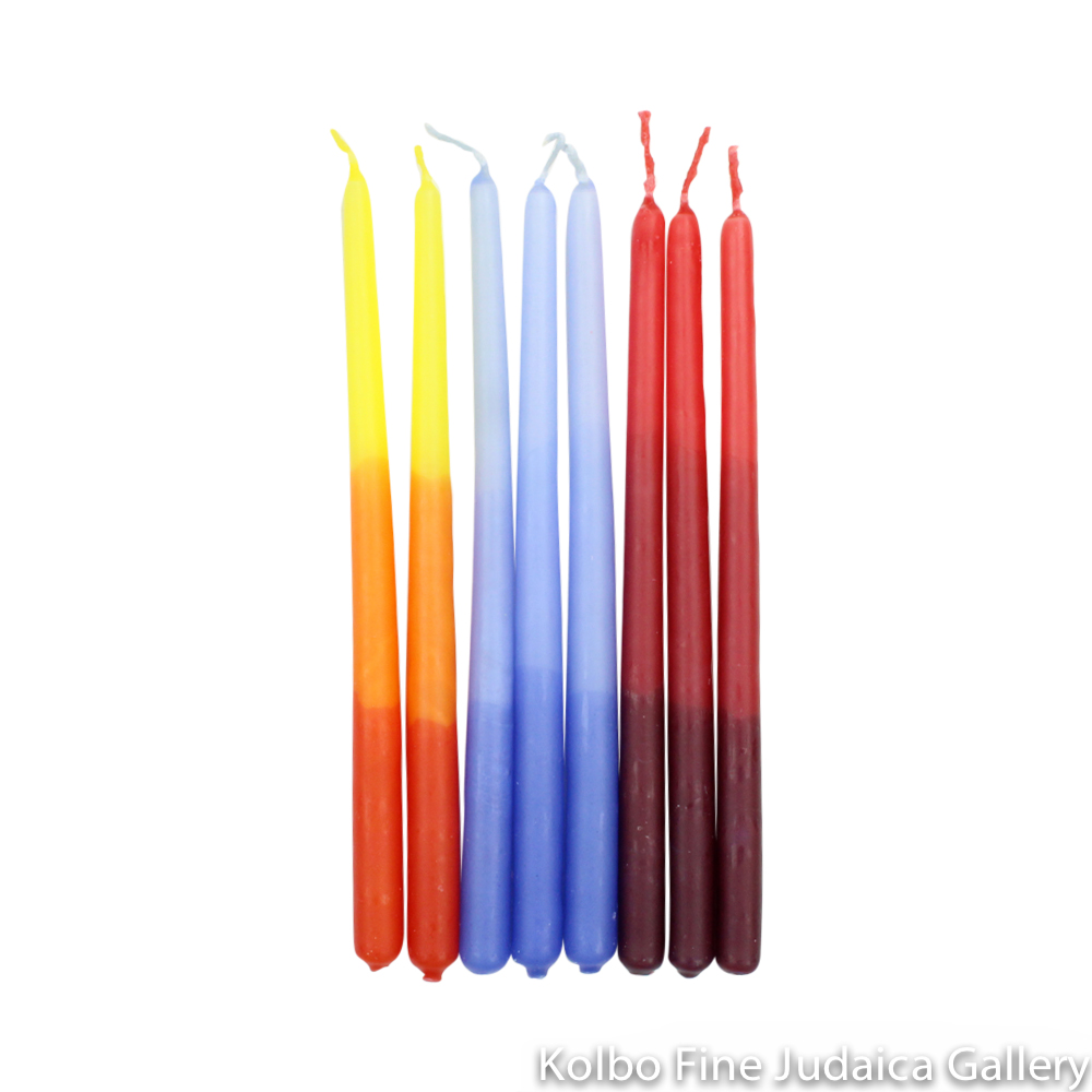 Chanukah Candles, Yellow, Blue, Red