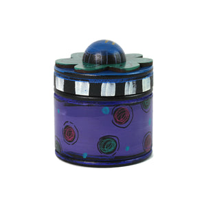 Jewelry Box, Hand Painted, Flower Top with Chai, Purple Base