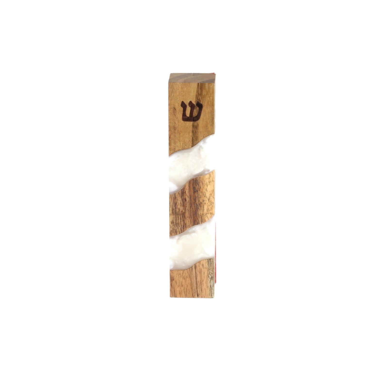 Mezuzah, Wood and White Epoxy, 5"