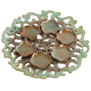Seder Plate, Hand Drawn and Cut Design, Ceramic with Patina Glaze , One of a Kind Piece