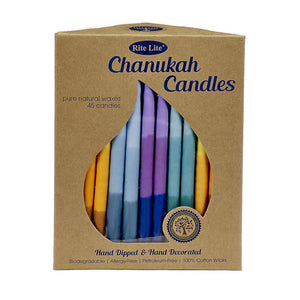 Chanukah Candles, Multicolor, Pure Vegetable Wax