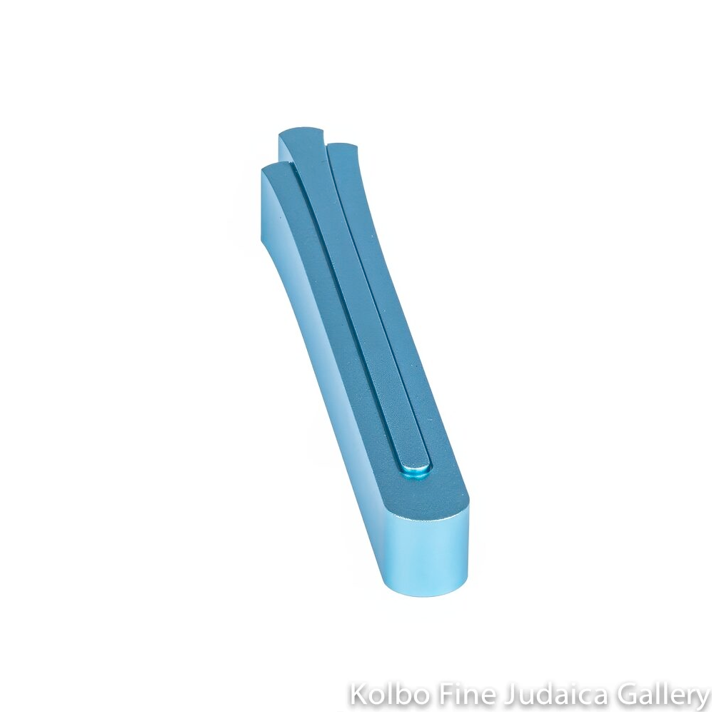 Mezuzah, Lotus Shin, Blue Anodized Aluminum