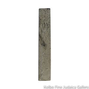 Mezuzah, Narrow Design with Shin, Grey Jerusalem Stone