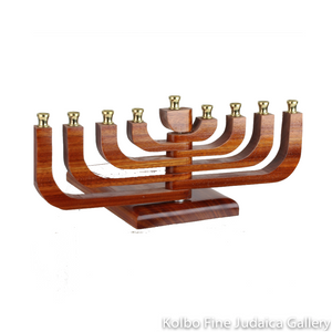 Menorah, Kinetic Design with Movable Arms in Bloodwood Wood