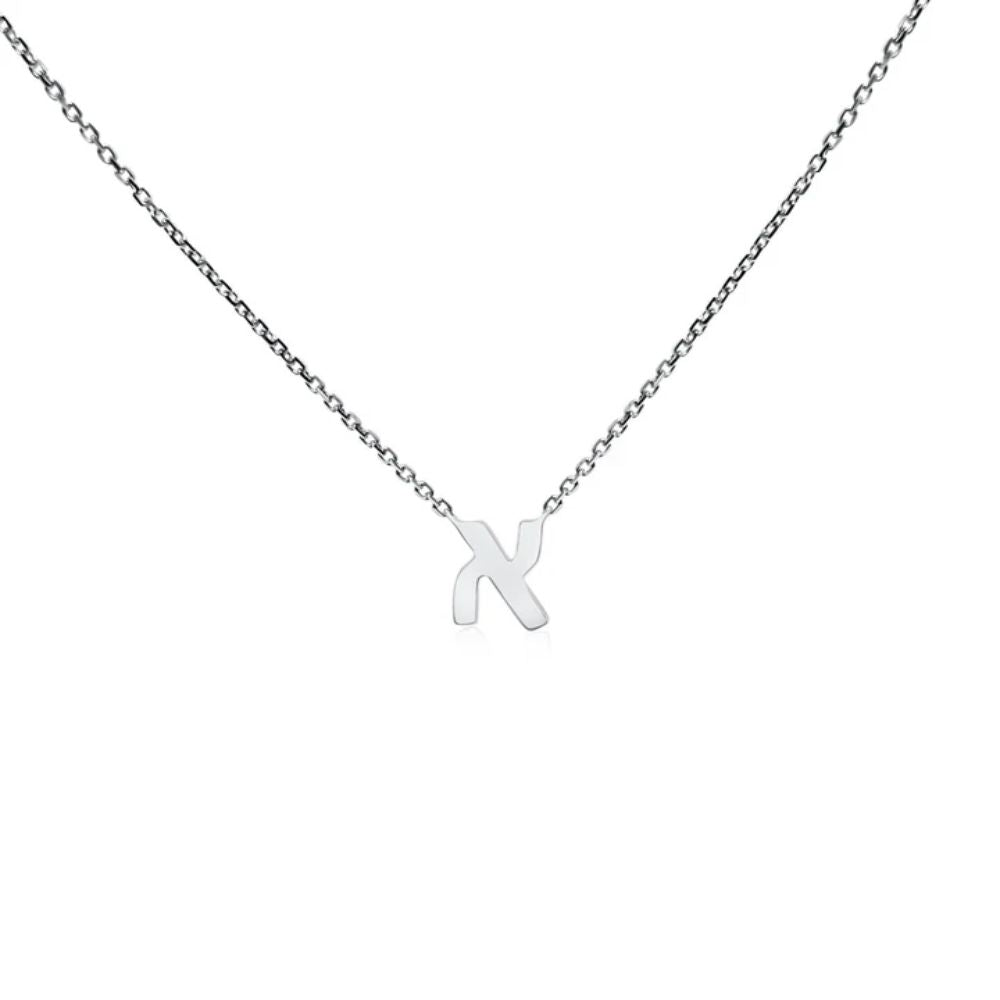 Necklace, Small Hebrew Initial, Sterling Silver