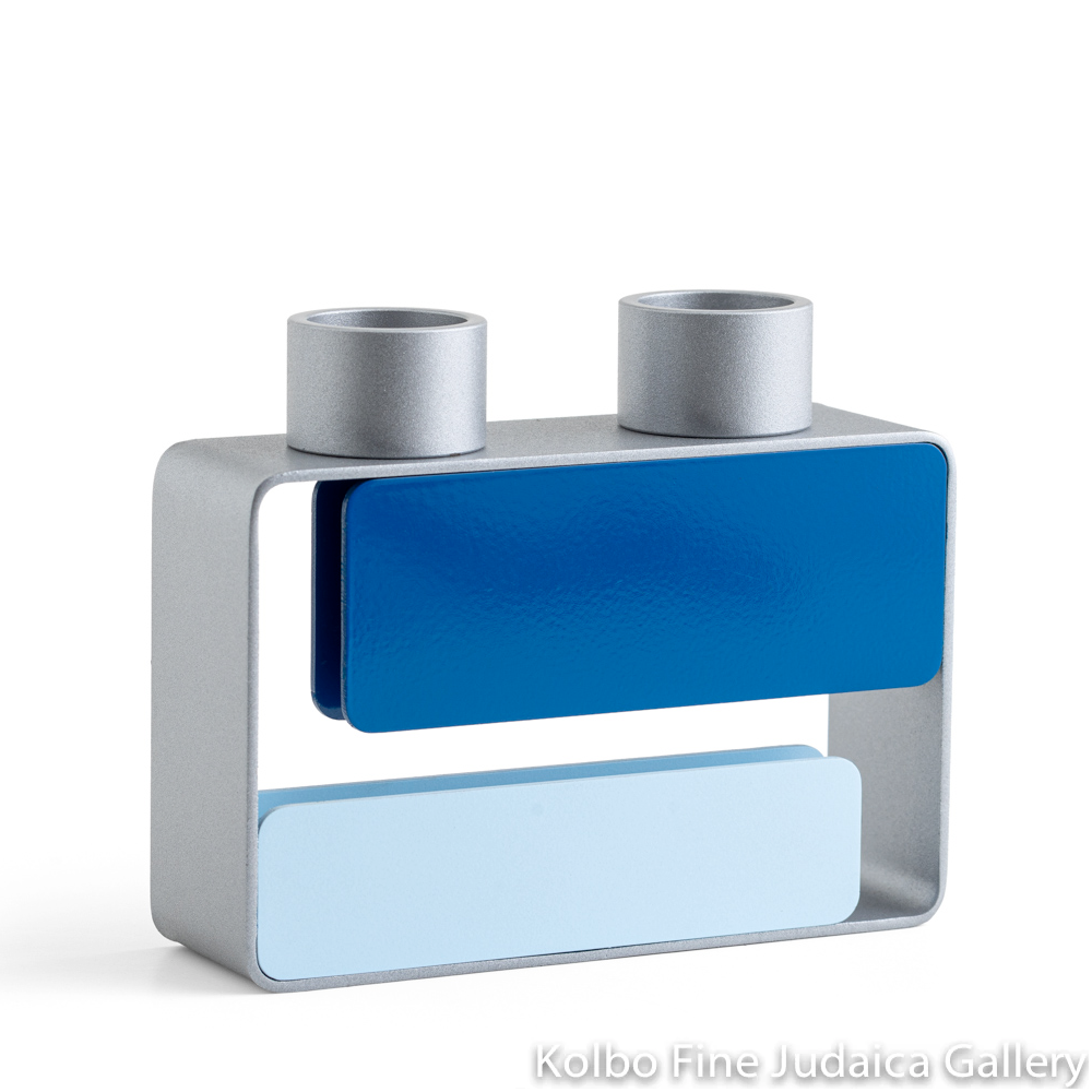 Candlesticks for Travel, Blue Anodized Aluminum with Magnets
