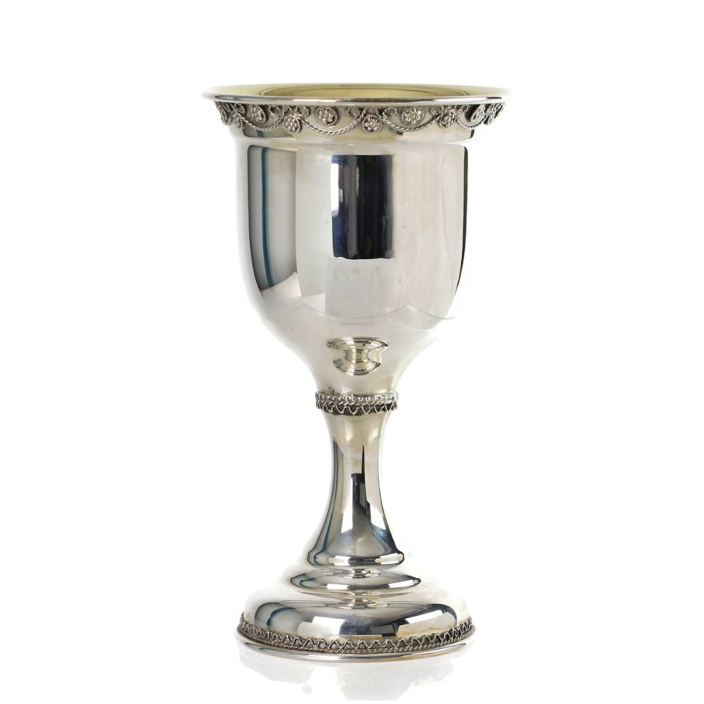 Kiddush Cup, Detailed Filigree, Sterling Silver