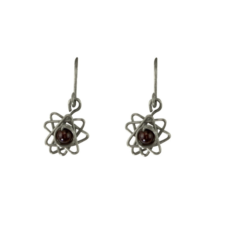 Earrings, Star, Sterling Silver with Amethyst, Handmade