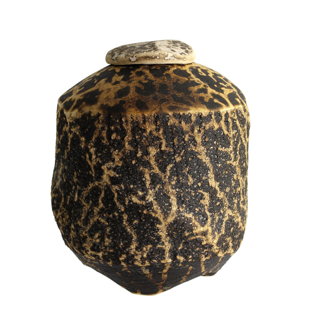Vessel, Ceramic Made from Obvara Firing, Cheetah Pattern
