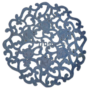 Seder Plate, Hand Cut Design, Ceramic with Blue Glaze, One of a Kind