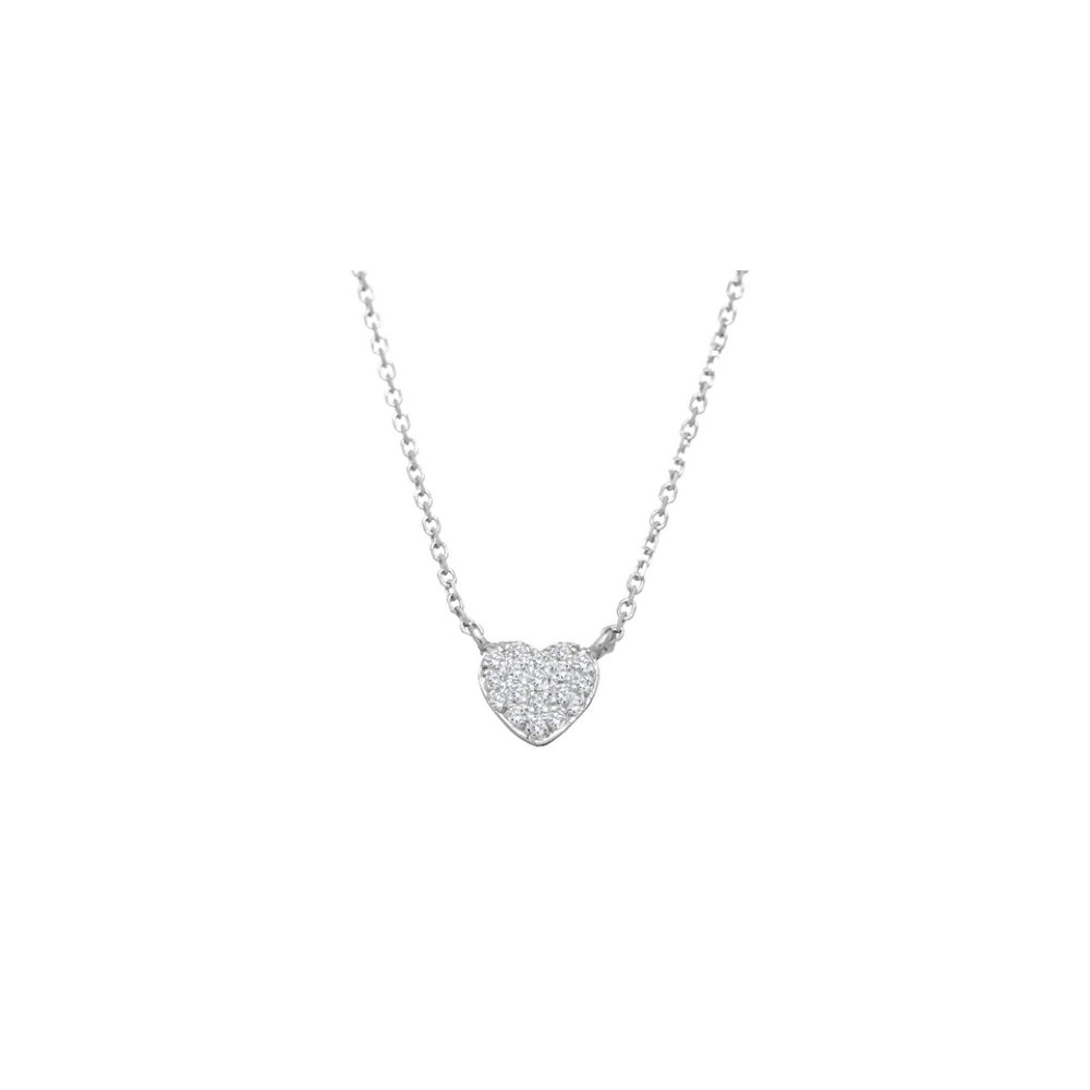 Necklace, Mini Diamond Filled Heart on 14K White Gold Chain