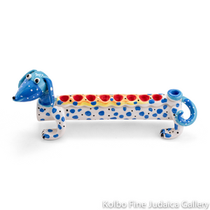 Menorah, Dog, Hand Made and Individually Painted Ceramic