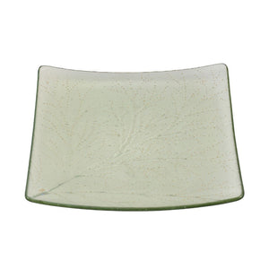 Honey and Apple Set, Square Leaf Plate with Honeybee Bowl, Olivine Glass