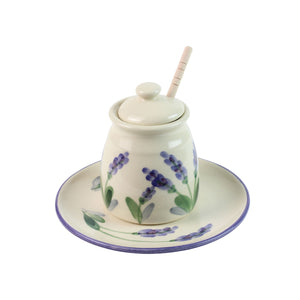 Honey and Apple Set, Lavender Design, Wheel-Thrown Ceramic