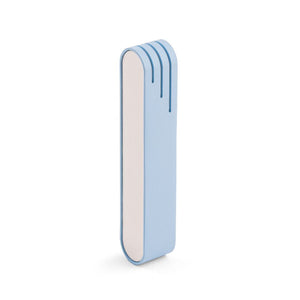 Mezuzah, Elliptical Design, Light Blue and White Anodized Aluminum