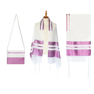Tallit Set, Soft Purple Floral Design, Includes Kippah