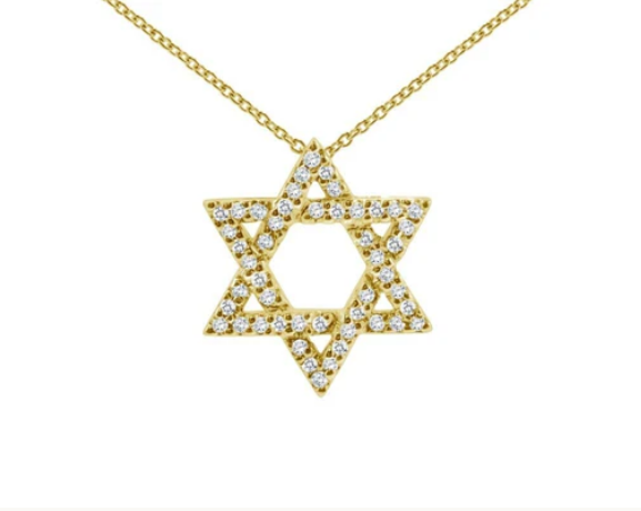 Necklace Star with Diamonds, 14k White Gold with 18" Chain
