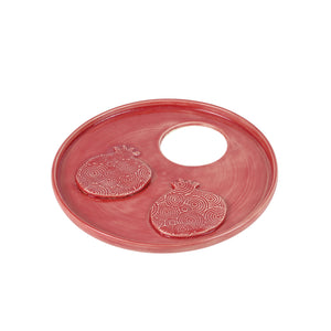 Honey and Apple Set, Red Glaze with Pomegranates, High Fired-Ceramic