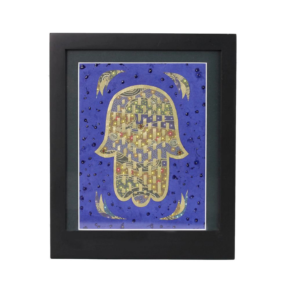 Hamsa, Hand Woven Paper, Celestial Design, Framed