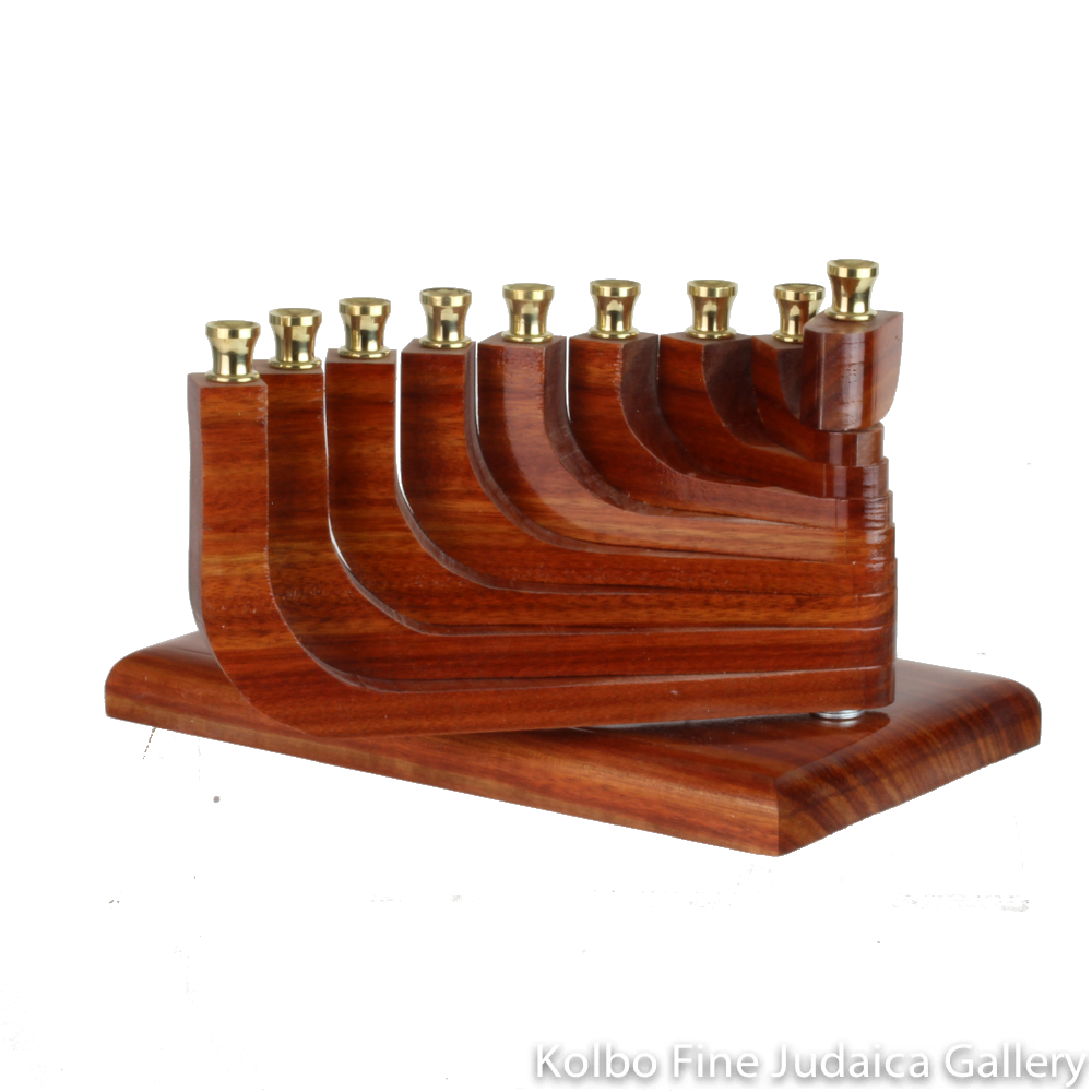 Menorah, Kinetic Design with Movable Arms in Bloodwood Wood
