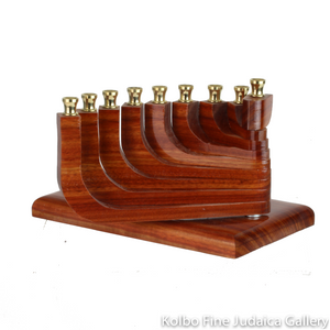 Menorah, Kinetic Design with Movable Arms in Bloodwood Wood