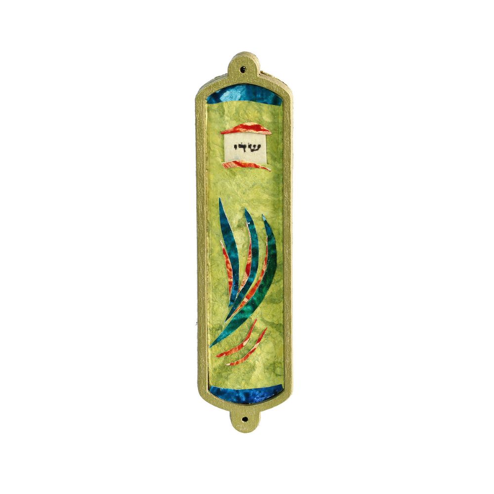 Mezuzah, Hand Made Papers and Wood, Rectangular, Each a Unique Design