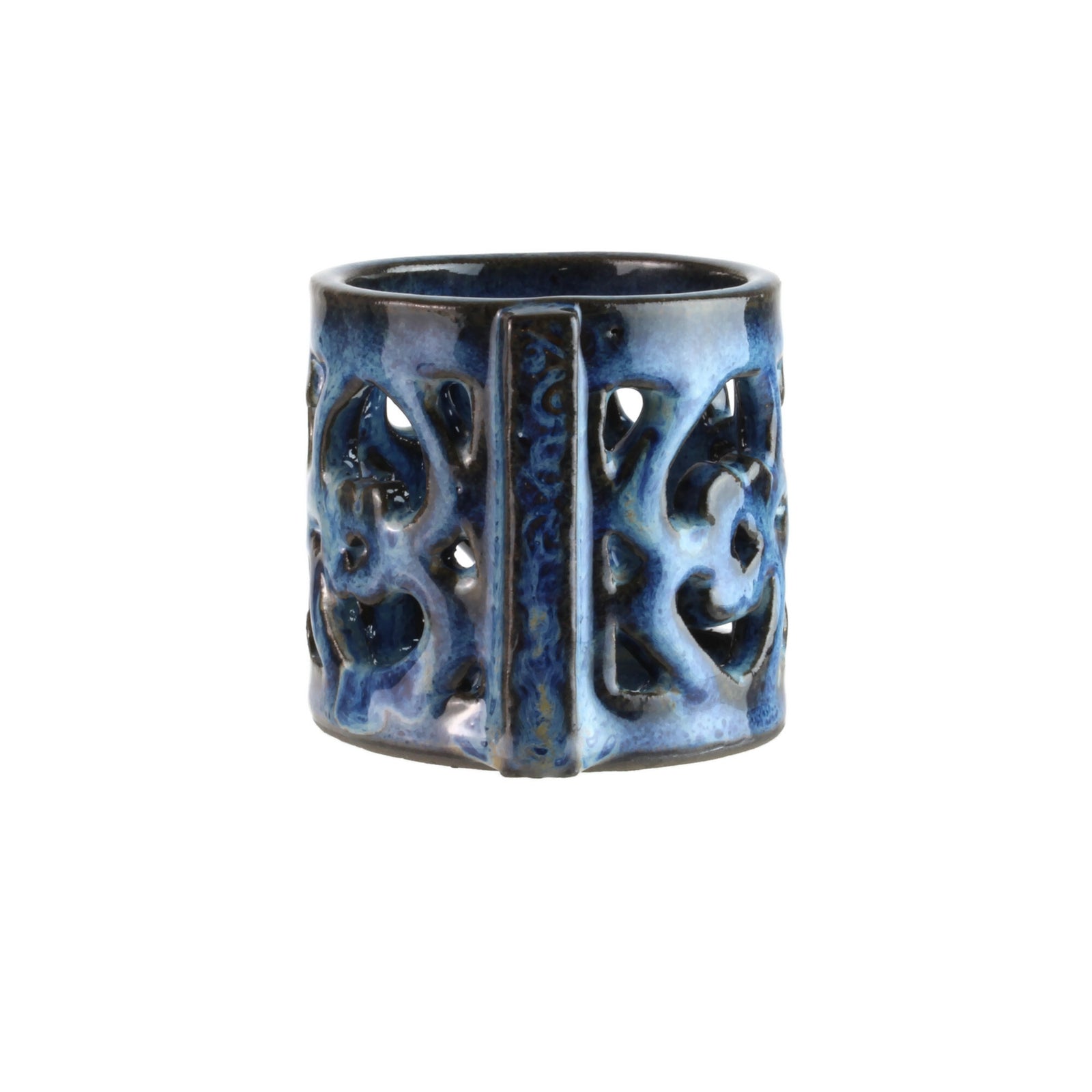 Yahrtzeit Candle Holder, Hand Drawn and Cut Design, Ceramic with Assorted Glazes