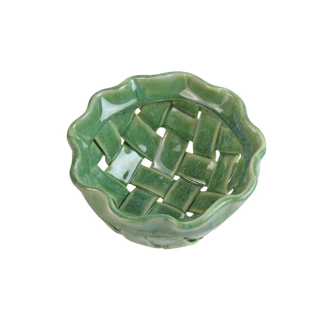 Berry Bowl, Hand Cut and Woven Design, High Fired Ceramic, One of a Kind Piece