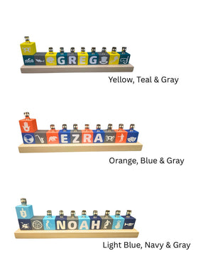 Personalized Name Menorah, English or Hebrew, Multiple Colors Available