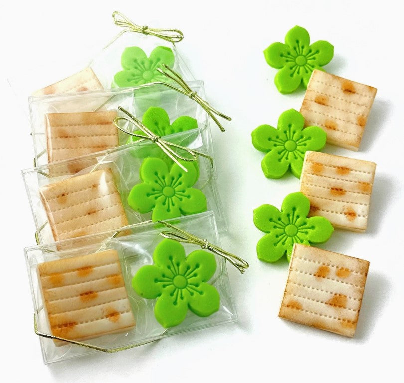 Matzah Marzipan with Flower, Individually Packaged Duos