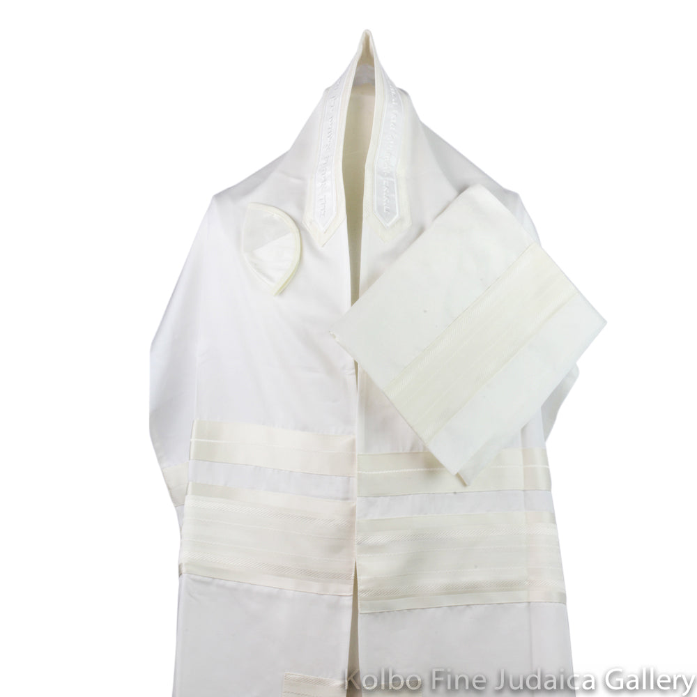 Tallit Set, Cream and Off White Cotton