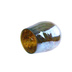 Breaking Glass and Pouch, Luster Amber Green, Hand Blown