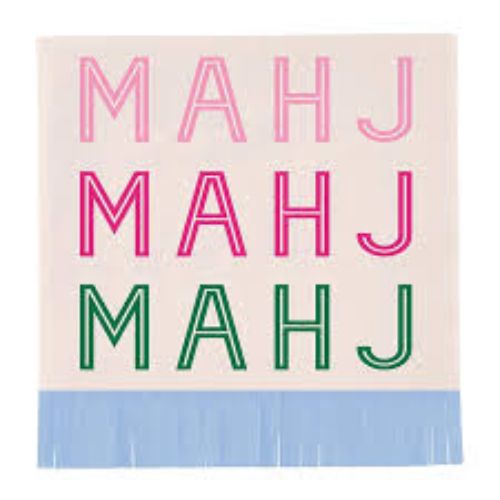 Napkins With Fringe, Mahj Mahj Mahj, Cocktail Size, 20 Count