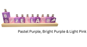 Personalized Name Menorah, English or Hebrew, Multiple Colors Available