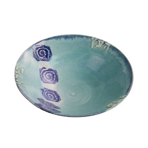 Honey and Apple Set, White, Aqua with Blue swirls, One of a Kind, High Fire Ceramic