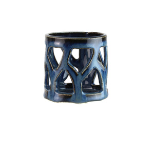 Yahrtzeit Candle Holder, Hand Cut Candle Design, Ceramic with Assorted Glazes