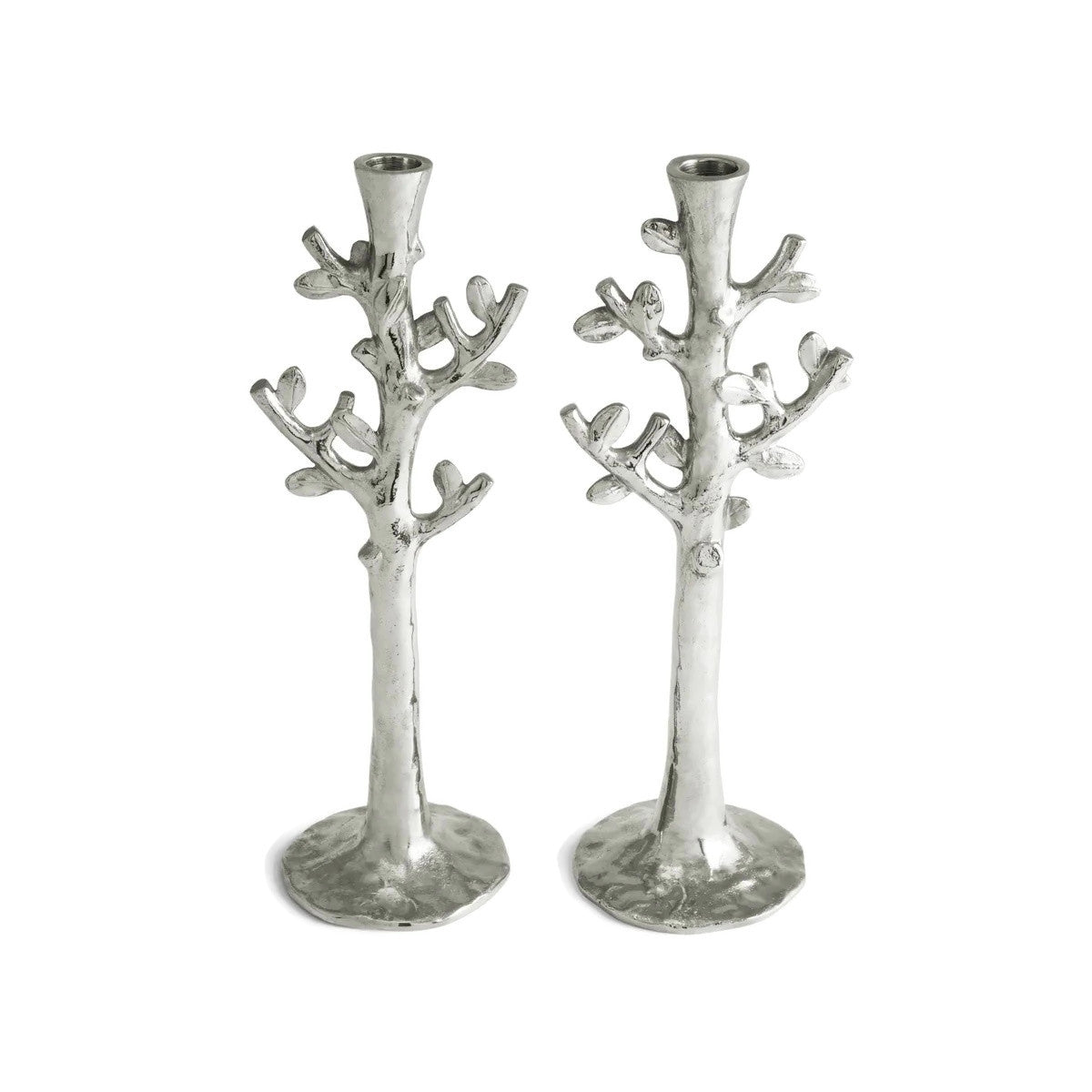 Candlesticks, Tree of Life Design, Nickelplate