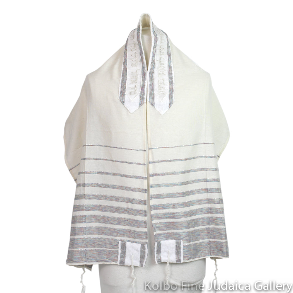 Tallit Set, Multi Color Striping on Cotton