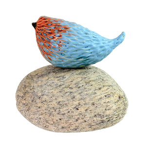Awaken, Textured Ceramic Bird on Stone, One-of-a-Kind Sculpture