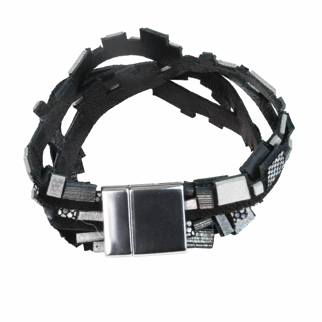 Bracelet, Cuff Style, Silver Leather, Small