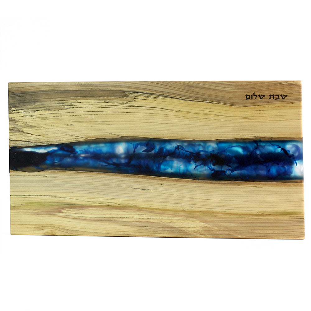 Challah Board, Ambrosia Maple with Blue and Clear Epoxy, One of a Kind