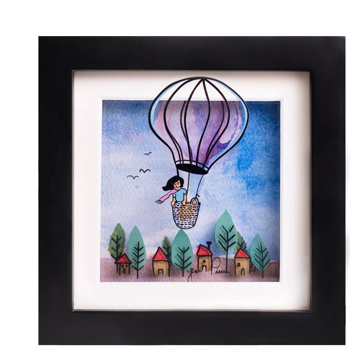 Soar! Mini Hand Painted Artwork on Glass, Framed