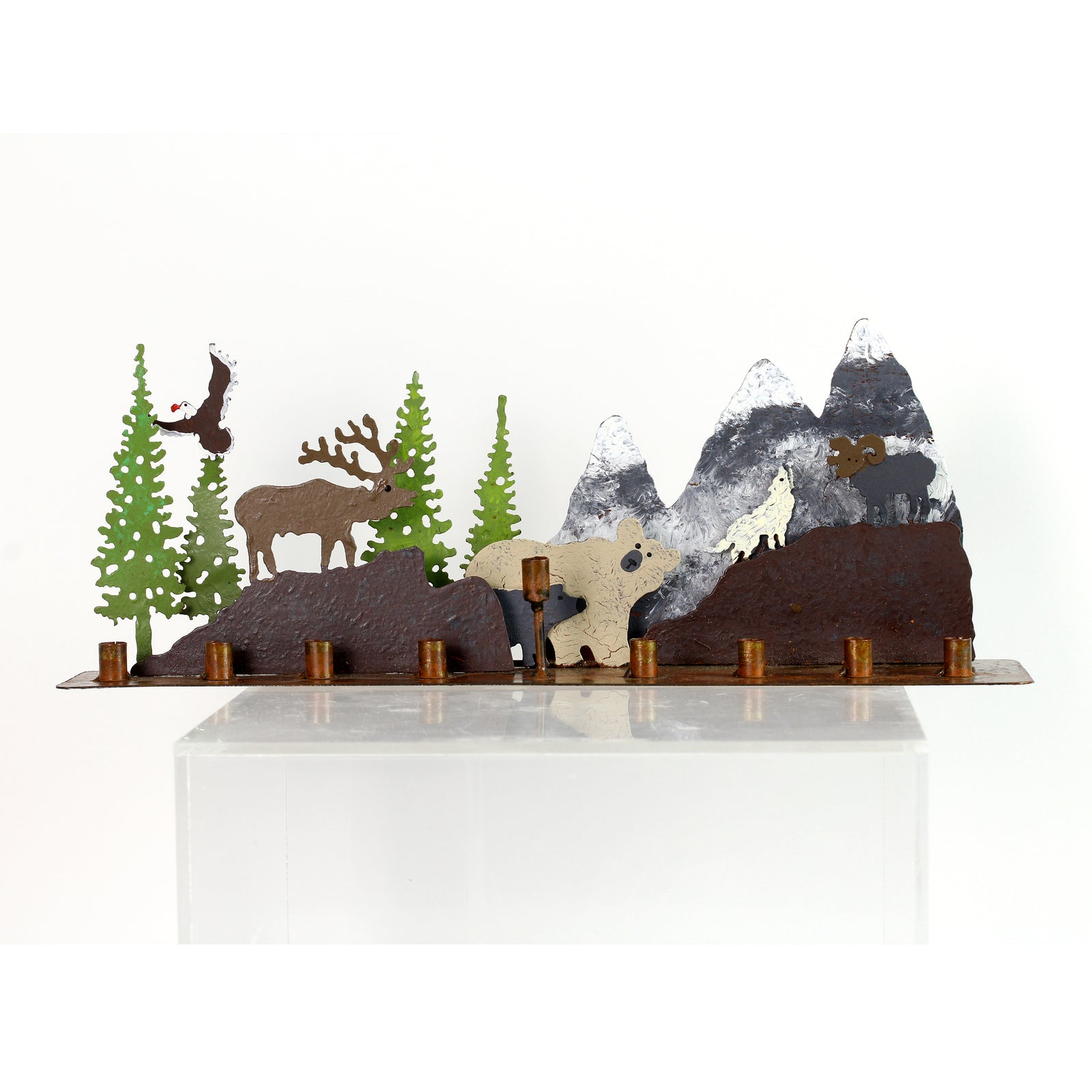 Menorah, The Great Outdoors, Hand Painted Metal