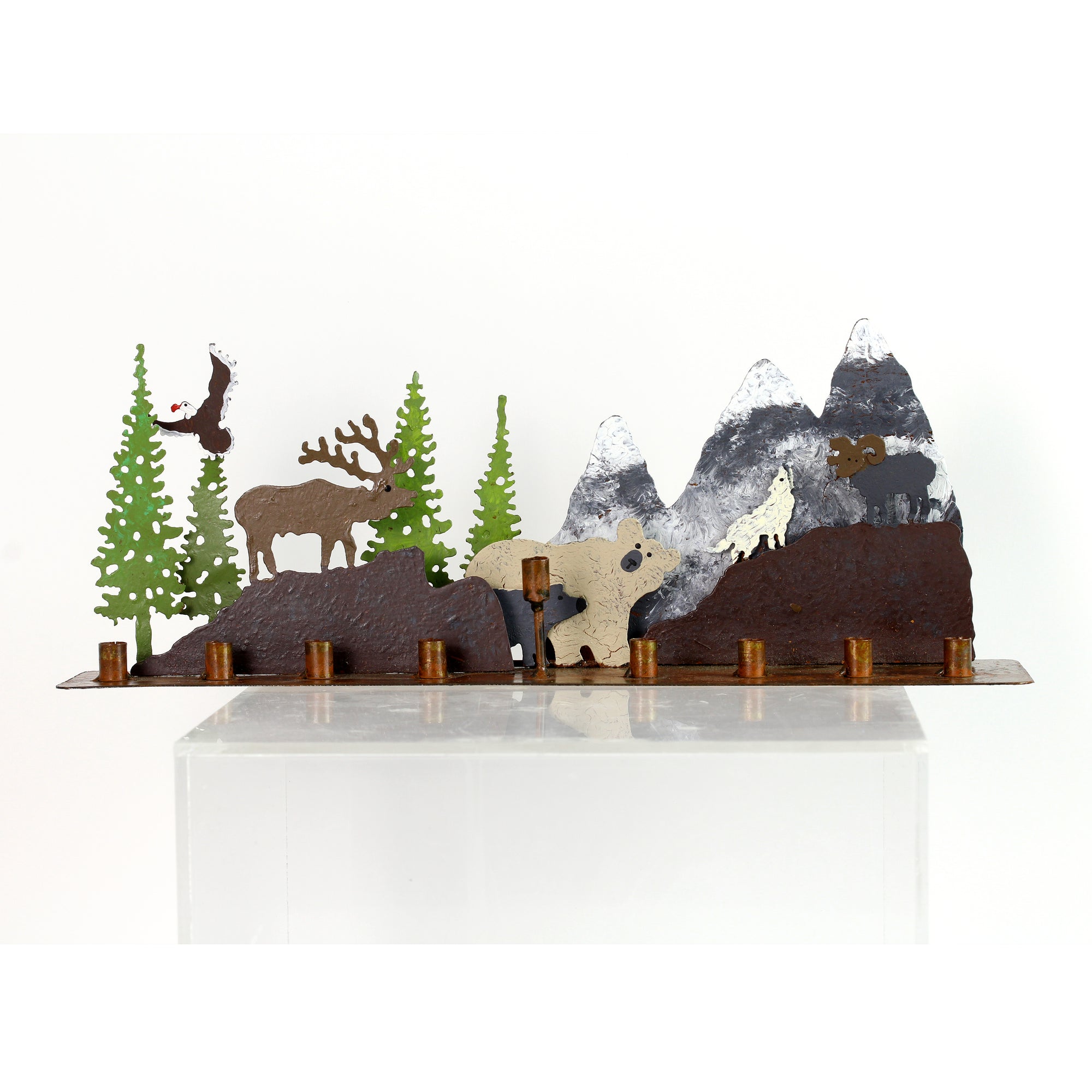 Menorah, The Great Outdoors, Hand Painted Metal