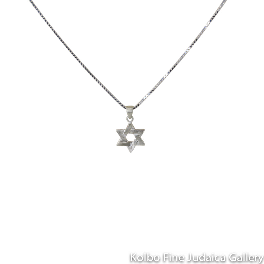 Necklace, Star, Woven Smooth and Sanded Finish, Sterling Silver, Small